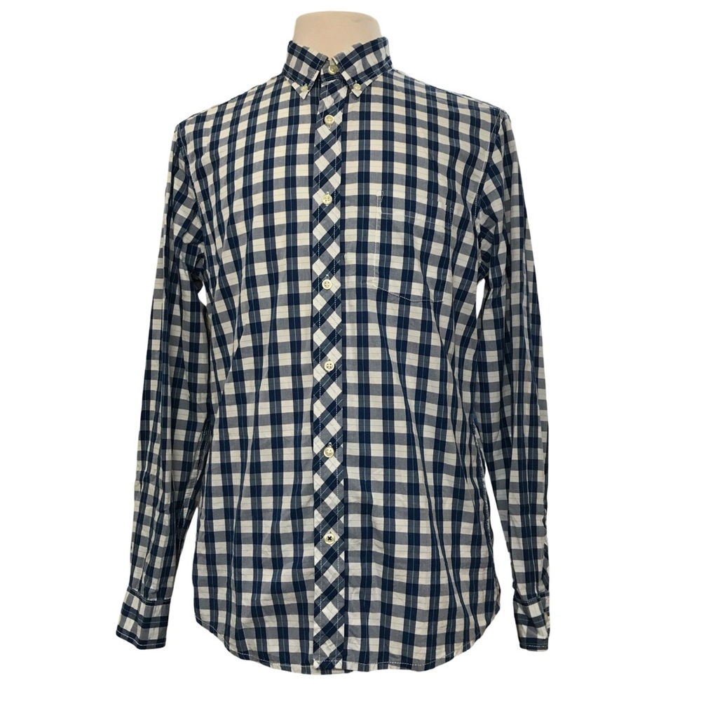G.H. Bass & Co Button Up Shirt Men’s Sz M Blue Plaid Long Sleeve’s Collared Neck